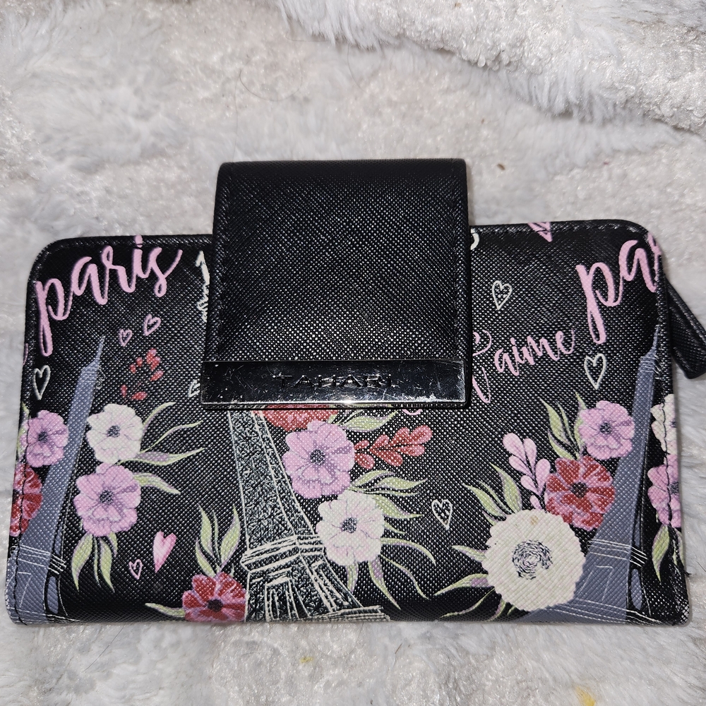 Tahari Black Floral Wallet
